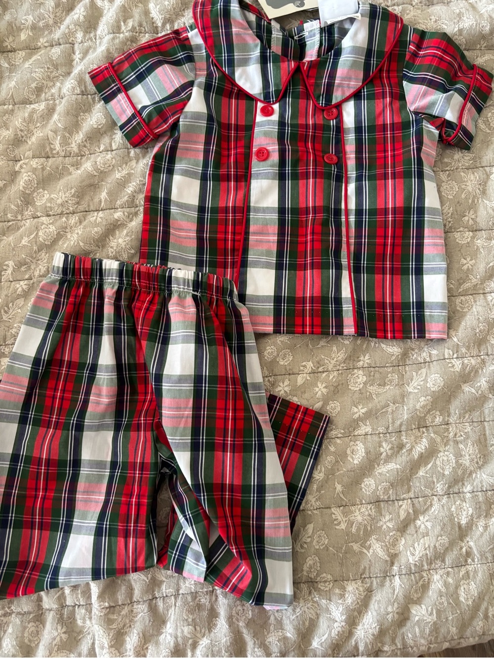 Pants & shirt true children’s smocked Christmas plaid set